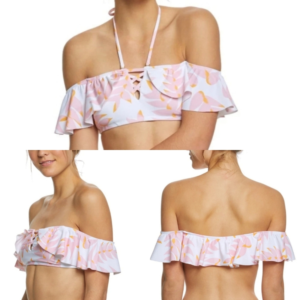 Raisins Pink Tropical Swim Top sz M NEW